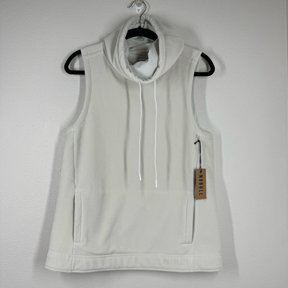 NWT NOBULL Women’s Sleeveless Cowl Neck Fleece Hoodie Moonstruck Light Gray S